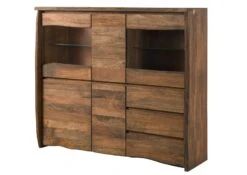 PURE MANGO #200 Vetrina In Legno Di Mango - Oliato / Marrone 166x48x145 -Massivmoebel24 09 310 724 2000 09