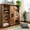 RAILWAY #162 Credenza In Legno Di Mango - Laccato / Natur 142x45x147 -Massivmoebel24 09 310 772 0062 1