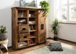 RAILWAY #162 Credenza In Legno Di Mango - Laccato / Natur 142x45x147 -Massivmoebel24 09 310 772 0062 4