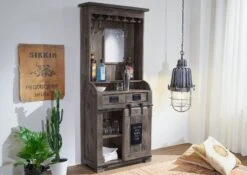 RAILWAY #241 Mobile Bar In Legno Di Mango - Laccato / Grigio 75x35x170