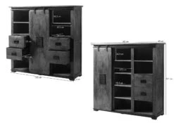 RAILWAY #162 Credenza In Legno Di Mango - Laccato / Natur 142x45x147 -Massivmoebel24 09 310 772 3062 08