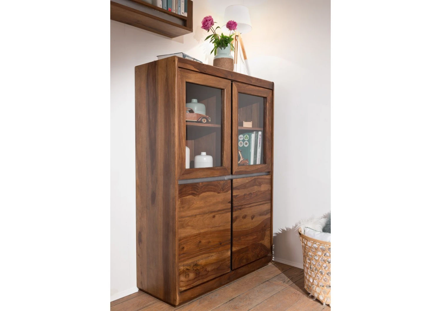 Vetrina In Legno Di Sheesham / Palissandro 102x40x147 Noble Unique Laccato SYDNEY #100 4 Vetrina In Legno Di Sheesham / Palissandro 102x40x147 Noble Unique Laccato SYDNEY #100 - immagine 2