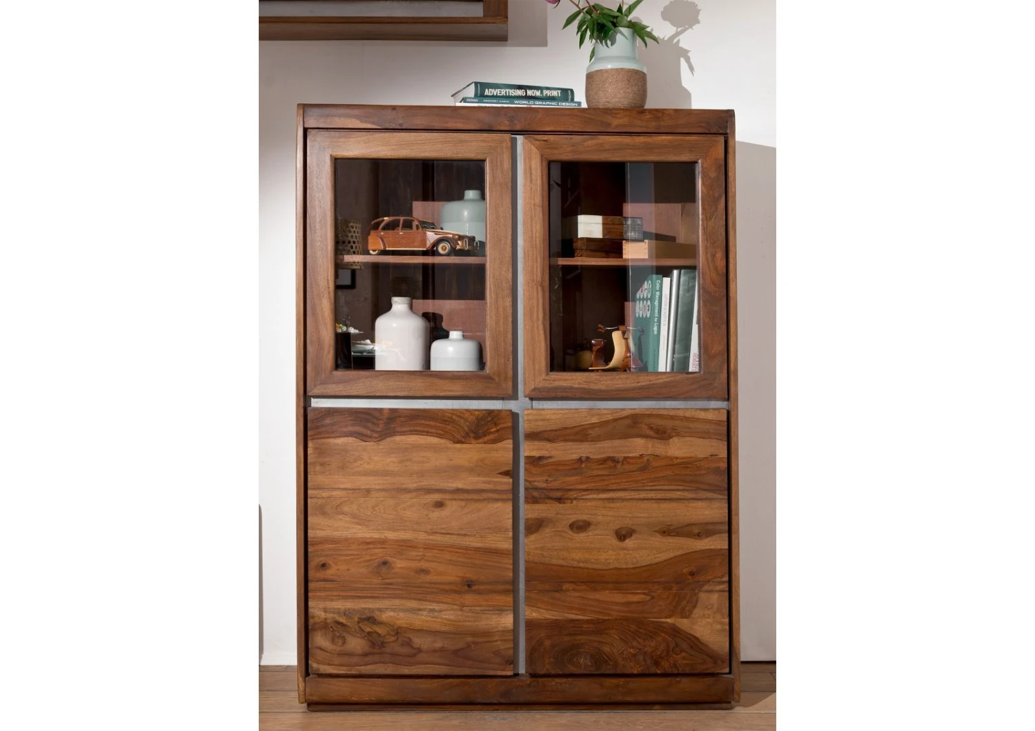 Vetrina In Legno Di Sheesham / Palissandro 102x40x147 Noble Unique Laccato SYDNEY #100 5 Vetrina In Legno Di Sheesham / Palissandro 102x40x147 Noble Unique Laccato SYDNEY #100 - immagine 3