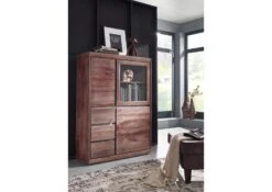SYDNEY #225 Credenza In Legno Di Sheesham - Laccato / Smoked Oak 102x40x147 V