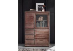 SYDNEY #225 Credenza In Legno Di Sheesham - Laccato / Smoked Oak 102x40x147 V -Massivmoebel24 09 310 778 0125 3