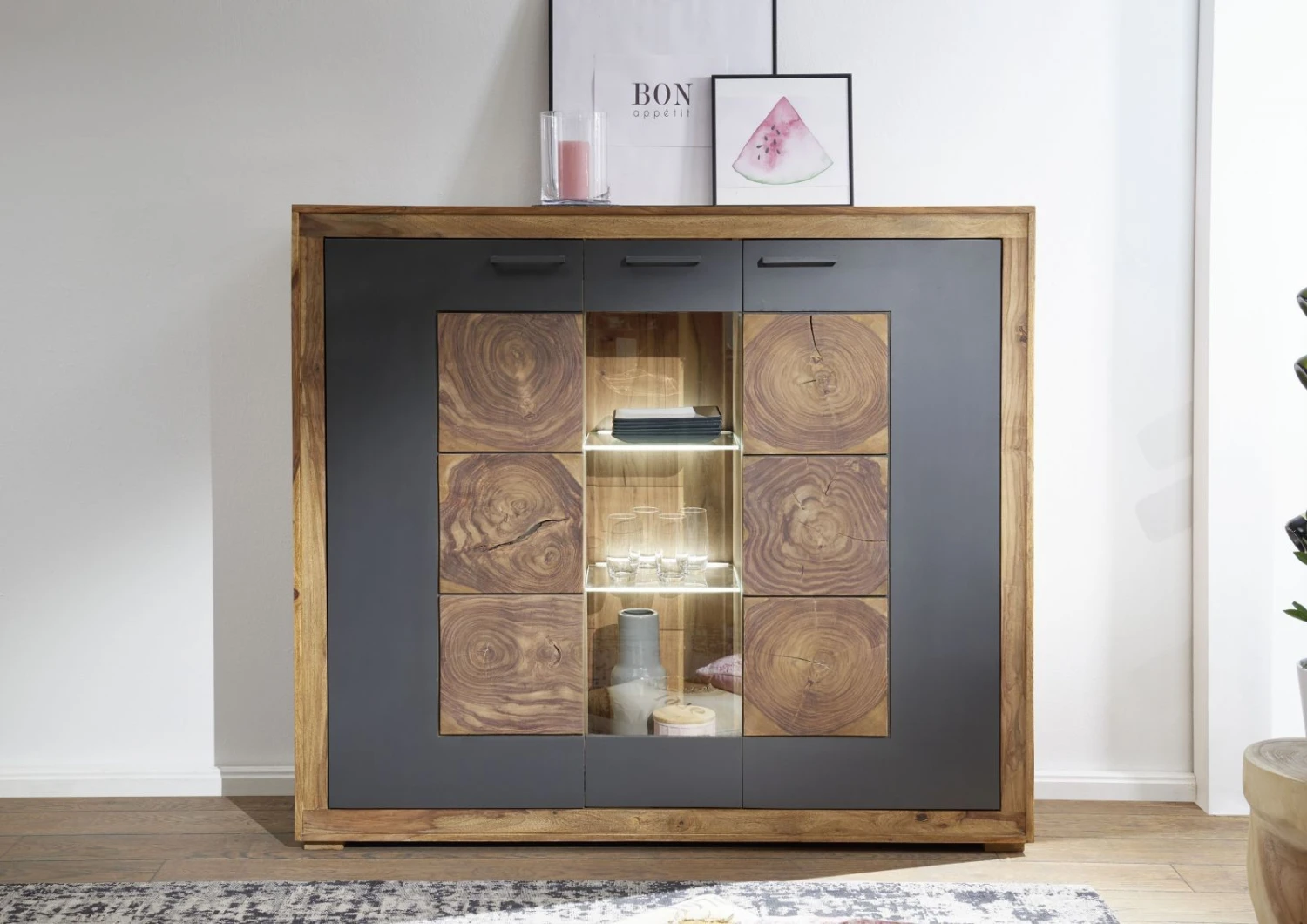 TURIN #10 Credenza In Legno Di Sheesham - Decapato 150x40x135 5 TURIN #10 Credenza In Legno Di Sheesham - Decapato 150x40x135 - immagine 3