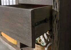 Scaffale In Legno Di Acacia 142x45x147 Grigio Scuro Laccato PURE ACACIA -Massivmoebel24 09 310 886 4010 5