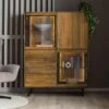 Credenza In Legno Di Mango / Legno Riciclato 111x47x145 Laccato / Nero / Naturale DAVIS #30