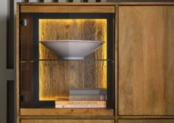 Credenza In Legno Di Mango / Legno Riciclato 111x47x145 Laccato / Nero / Naturale DAVIS #30 -Massivmoebel24 09 310 888 0030 05