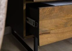 Credenza In Legno Di Mango / Legno Riciclato 111x47x145 Laccato / Nero / Naturale DAVIS #30 -Massivmoebel24 09 310 888 0030 07