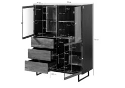 Credenza In Legno Di Mango / Legno Riciclato 111x47x145 Laccato / Nero / Naturale DAVIS #30 -Massivmoebel24 09 310 888 0030 08