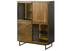 Credenza In Legno Di Mango / Legno Riciclato 111x47x145 Laccato / Nero / Naturale DAVIS #30 -Massivmoebel24 09 310 888 0030 09