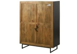 Credenza In Legno Di Mango / Legno Riciclato 111x47x145 Laccato / Nero / Naturale DAVIS #30 -Massivmoebel24 09 310 888 0030 10