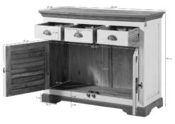 Credenza In Legno Di Mango 120x45x90 Laccato Bianco TOULOUSE #106 -Massivmoebel24 09 312 188 1006 08