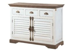 Credenza In Legno Di Mango 120x45x90 Laccato Bianco TOULOUSE #106 -Massivmoebel24 09 312 188 1006 09
