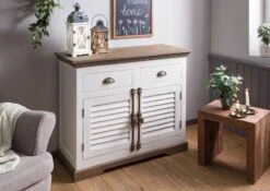 Credenza In Legno Di Mango 107x45x90 Laccato Bianco TOULOUSE #107 -Massivmoebel24 09 312 188 1007 03