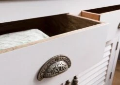 Credenza In Legno Di Mango 107x45x90 Laccato Bianco TOULOUSE #107 -Massivmoebel24 09 312 188 1007 05