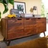 Credenza In Legno Di Sheesham / Palissandro 134x40x65 Noce Laccato MALMÖ 2 #106