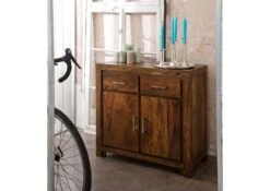 Credenza In Legno Di Sheesham / Palissandro 90x45x85 Miele Laccato METRO LIFE #130