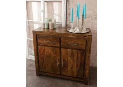 Credenza In Legno Di Sheesham / Palissandro 90x45x85 Miele Laccato METRO LIFE #130 -Massivmoebel24 09 312 520 1030 3