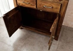 Credenza In Legno Di Sheesham / Palissandro 90x45x85 Miele Laccato METRO LIFE #130 -Massivmoebel24 09 312 520 1030 4