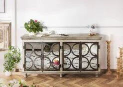 Credenza In Legno Di Mango 183x46x92 Grigio Scuro Laccato HERMITAGE #116