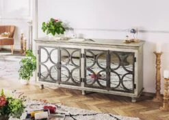 Credenza In Legno Di Mango 183x46x92 Grigio Scuro Laccato HERMITAGE #116 -Massivmoebel24 09 312 601 0610 3
