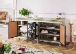 Credenza In Legno Di Mango 183x46x92 Grigio Scuro Laccato HERMITAGE #116 -Massivmoebel24 09 312 601 0610 4