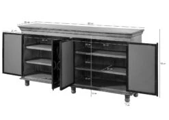 Credenza In Legno Di Mango 183x46x92 Grigio Scuro Laccato HERMITAGE #116 -Massivmoebel24 09 312 601 0610 8