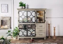 HERMITAGE #015 Vetrina In Legno Di Mango - Laccato / Grigio 150x45x160