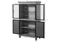 Vetrina In Legno Di Mango 97x45x160 Grigio Scuro Laccato HERMITAGE #616 -Massivmoebel24 09 312 601 0616 8