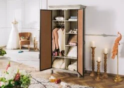 Armadio In Legno Di Mango 97x50x190 Grigio Scuro Laccato HERMITAGE #618 -Massivmoebel24 09 312 601 0618 3