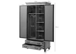 Armadio In Legno Di Mango 97x50x190 Grigio Scuro Laccato HERMITAGE #619 19 Armadio In Legno Di Mango 97x50x190 Grigio Scuro Laccato HERMITAGE #619 -Massivmoebel24 09 312 601 0619 8