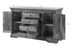 Credenza In Legno Di Acacia 150x45x89 Nougat Laccato OXFORD #513 -Massivmoebel24 09 312 620 0P36 08