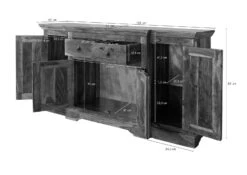 Credenza In Legno Di Acacia 160x45x85 Nougat Laccato OXFORD #902 -Massivmoebel24 09 312 620 9602 08