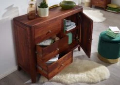 Credenza In Legno Di Sheesham / Palissandro 110x40x86 Noce Oliato BROOKLYN -Massivmoebel24 09 312 655 0021 4