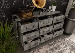 Credenza In Legno Di Mango 150x45x80 Grigio Scuro Laccato HEAVY INDUSTRY #118 -Massivmoebel24 09 312 677 0019 4