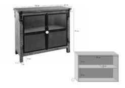 Credenza In Legno Di Mango 100x40x90 Grigio Scuro Laccato HEAVY INDUSTRY #127 -Massivmoebel24 09 312 677 0127 08