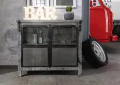 Credenza In Legno Di Mango 100x40x90 Grigio Scuro Laccato HEAVY INDUSTRY #127 -Massivmoebel24 09 312 677 0127 3