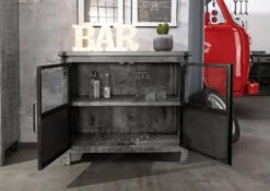 Credenza In Legno Di Mango 100x40x90 Grigio Scuro Laccato HEAVY INDUSTRY #127 -Massivmoebel24 09 312 677 0127 4