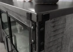 Credenza In Legno Di Mango 100x40x90 Grigio Scuro Laccato HEAVY INDUSTRY #127 -Massivmoebel24 09 312 677 0127 7