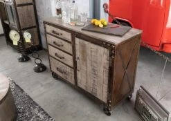 Credenza In Legno Di Mango 120x46x92 Marrone Laccato HEAVY INDUSTRY #225 -Massivmoebel24 09 312 677 0225 2