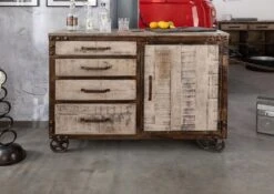 Credenza In Legno Di Mango 120x46x92 Marrone Laccato HEAVY INDUSTRY #225 -Massivmoebel24 09 312 677 0225 3