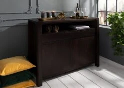 Credenza In Legno Di Acacia 120x45x100 Tabacco Laccato BUENO #4005