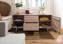 Credenza In Legno Di Acacia 180x42x75 Bianco Laccato MOSAYK #200 -Massivmoebel24 09 312 689 0200 4