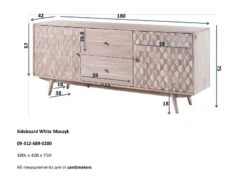 Credenza In Legno Di Acacia 180x42x75 Bianco Laccato MOSAYK #200 -Massivmoebel24 09 312 689 0200 8