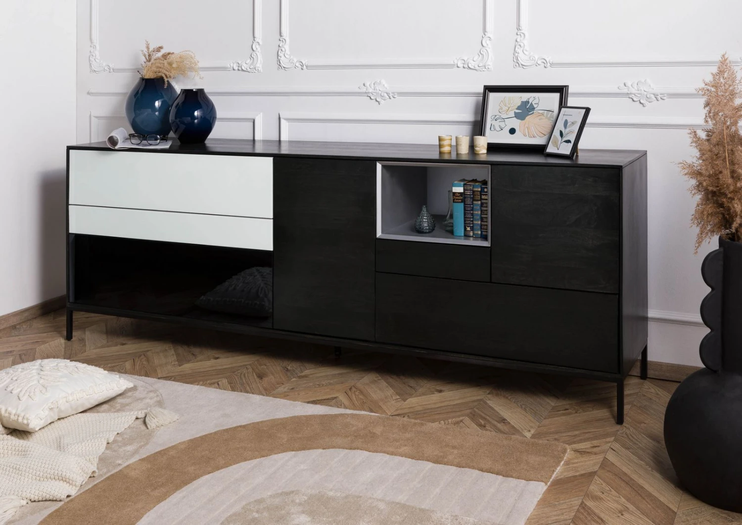 CHICAGO #206 Credenza In Legno Di Mango - Oliato / Antracite 240x45x85 5 CHICAGO #206 Credenza In Legno Di Mango - Oliato / Antracite 240x45x85 - immagine 3