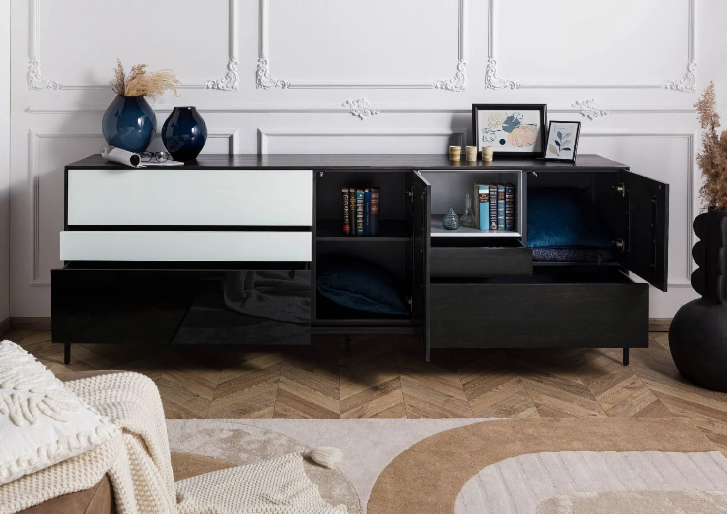 CHICAGO #206 Credenza In Legno Di Mango - Oliato / Antracite 240x45x85 6 CHICAGO #206 Credenza In Legno Di Mango - Oliato / Antracite 240x45x85 - immagine 4