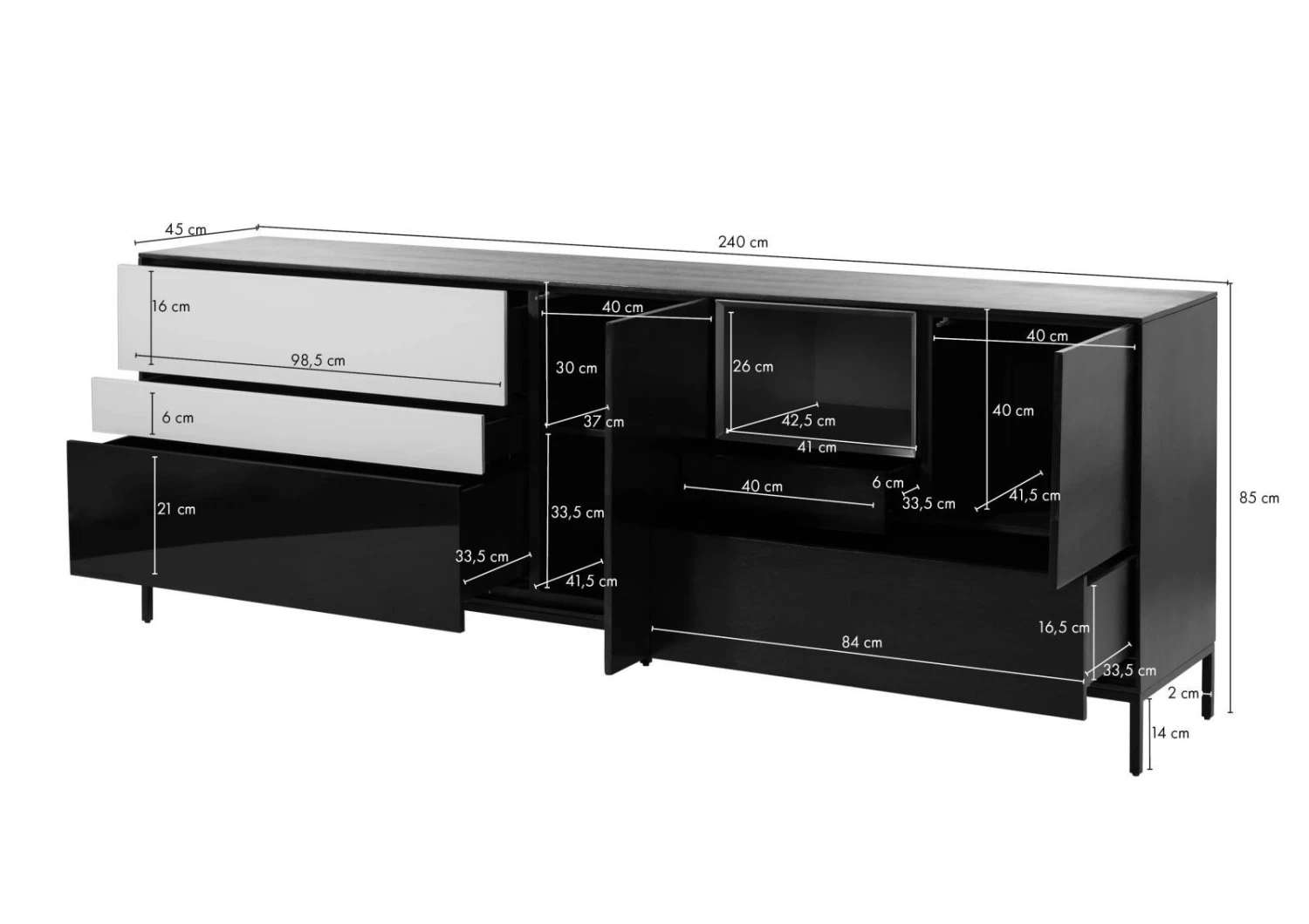 CHICAGO #206 Credenza In Legno Di Mango - Oliato / Antracite 240x45x85 10 CHICAGO #206 Credenza In Legno Di Mango - Oliato / Antracite 240x45x85 - immagine 8
