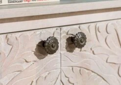 KASHMIR #108 Comò In Legno Di Mango - Oliato / Bianco 80x48x78 -Massivmoebel24 09 312 696 1008 5